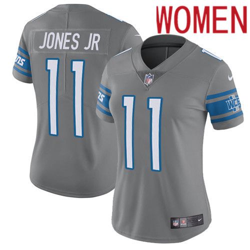 Women Detroit Lions #11 Marvin Jones Jr Nike Grey Rush Vapor Limited NFL Jersey